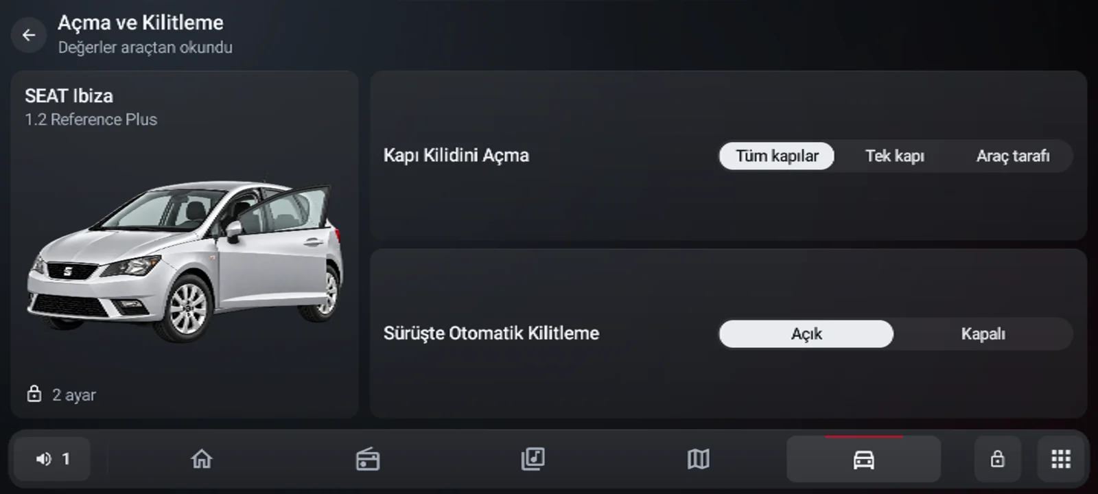 Açma ve kilitleme ayarları